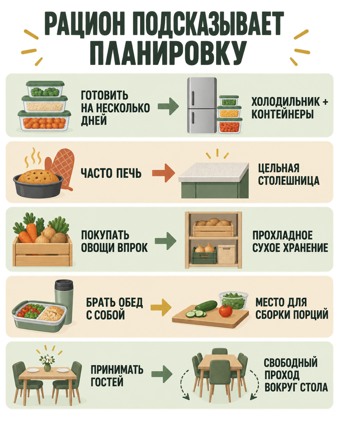 Рацион подсказывает планировку