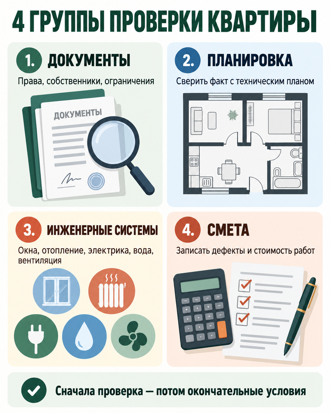 4 группы проверки квартиры
